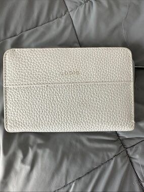 Lodis White Pebbled Leather Zip Wallet